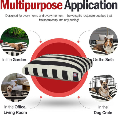 Rectangle Large Dog Bed Washable – Non Slip Comfy Pet Bed – Dog Crate Bed with Removable Washable Cover – Dog Kennel Bed for Sleeping - Dog Bed X-Large Breed 50X42X5 Inch – Black | Removable & Washable Cover, Heavy-Duty Water Resistant Base, Cozy Comfort for X-Large Breed Dogs, 50X42X5 In, Stripes