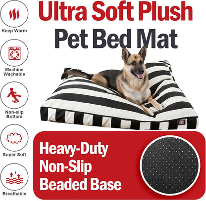 Rectangle Large Dog Bed Washable – Non Slip Comfy Pet Bed – Dog Crate Bed with Removable Washable Cover – Dog Kennel Bed for Sleeping - Dog Bed X-Large Breed 50X42X5 Inch – Black | Removable & Washable Cover, Heavy-Duty Water Resistant Base, Cozy Comfort for X-Large Breed Dogs, 50X42X5 In, Stripes
