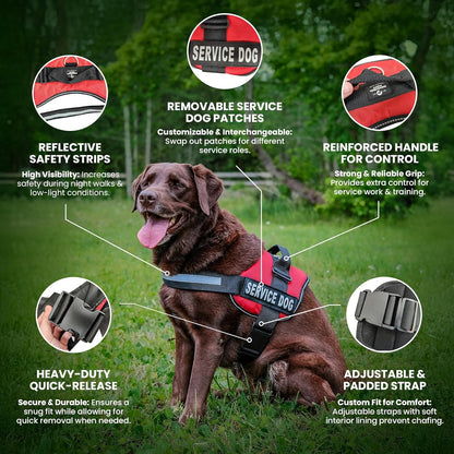Emotional Support Vest Harness, Large 27-33 In, Pink | Durable and Adjustable Vest for Dog with Reflective Straps, Removable Patches, Handle & Leash Attachment, Travel & Daily Use