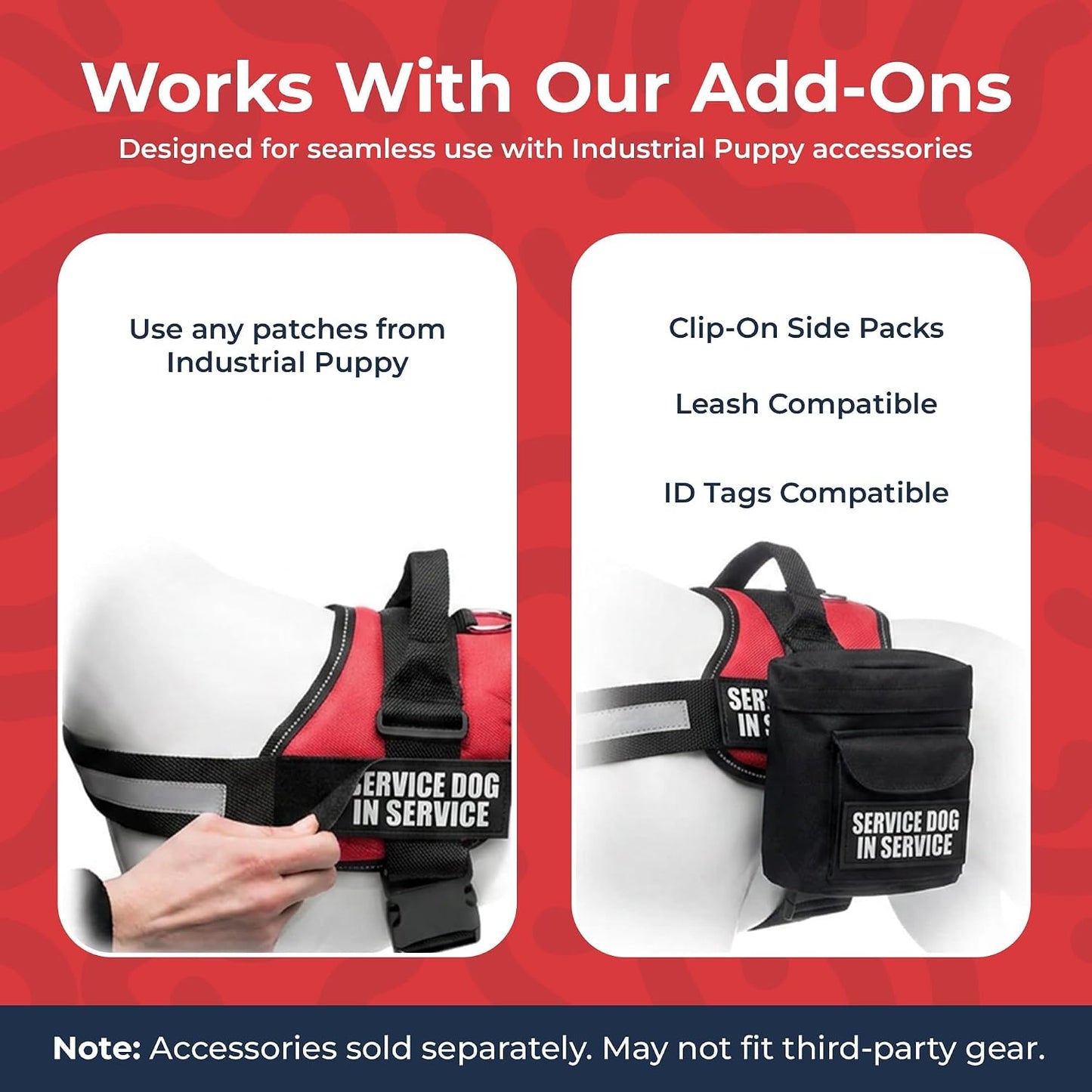 Service Dog in Training Vest Harness, XS 16.5-21.5 in Red | Durable & Adjustable Vest for Dog with Reflective Straps, Removable Patches, Handle & D-Ring, Travel and Daily Use