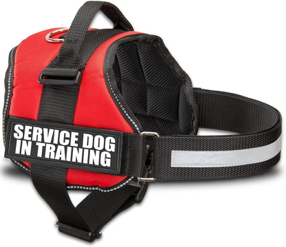 Service Dog in Training Vest Harness, XS 16.5-21.5 in Red | Durable & Adjustable Vest for Dog with Reflective Straps, Removable Patches, Handle & D-Ring, Travel and Daily Use