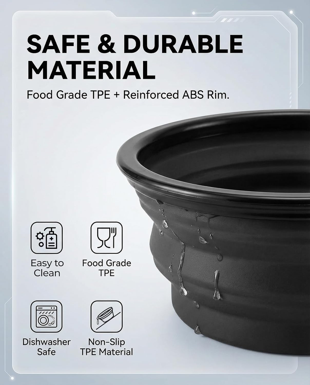 Collapsible Dog Bowls, 2 Pack Sturdy Portable Dog Water Bowls | Wear-Resistant TPE, Anti-Dust Foldable Travel Dog & Cat Bowls for Camping Walking Hiking with Carabiners