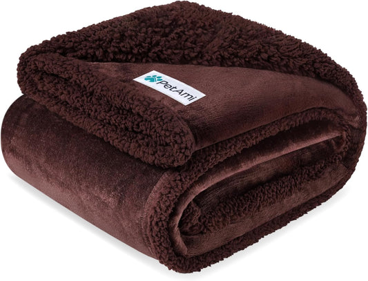 Waterproof Dog Blanket for Large Dog Cat Pet, 60X80, Brown Sherpa | 460 GSM Sherpa Fleece Reversible, Pee Proof, Furniture Protector Cover for Couch Sofa Bed Kennel, Washable, Extra Large